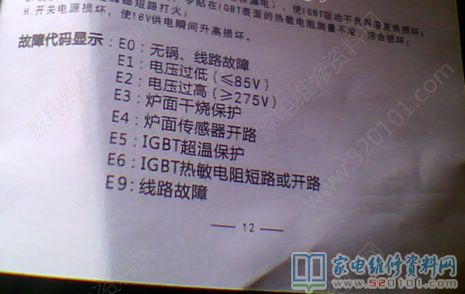 E0 無鍋、線路常見故障