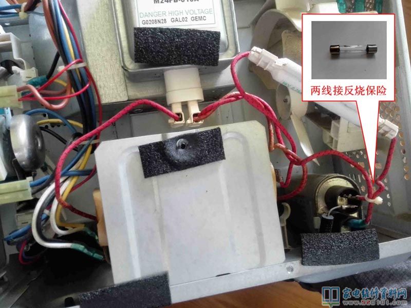 微波爐加熱高壓二極管立即和機殼相接的問題