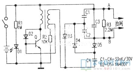 滅蚊拍的電路原理測繪工程圖