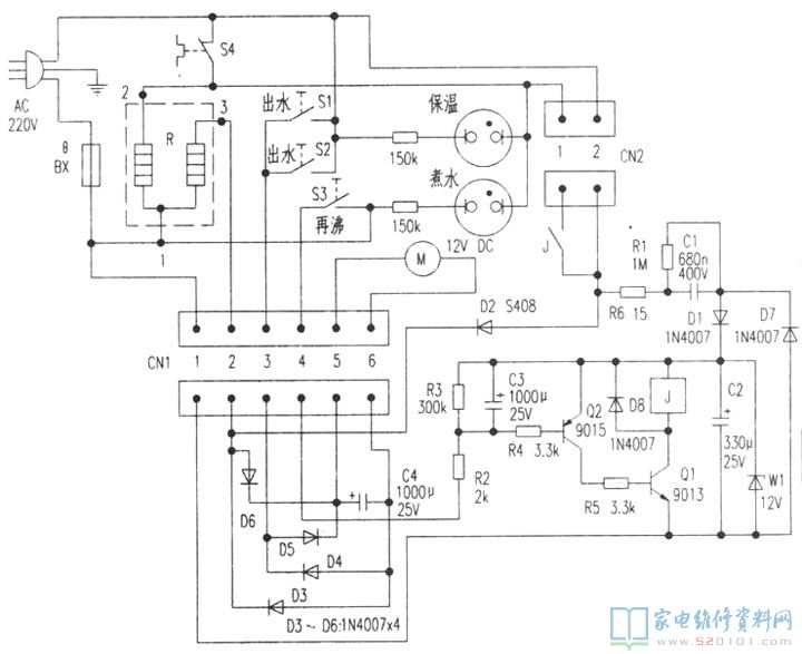 220V交流電經(jīng)溫控器S4、溫度保險絲