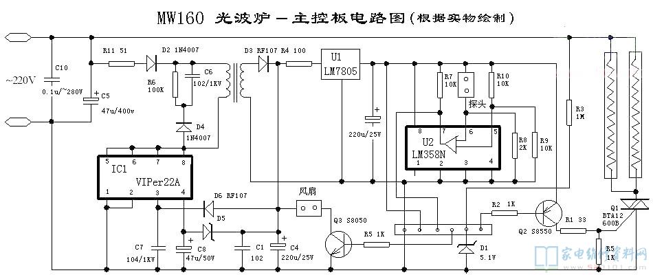 主控芯片電路圖 二、功能鍵板電路