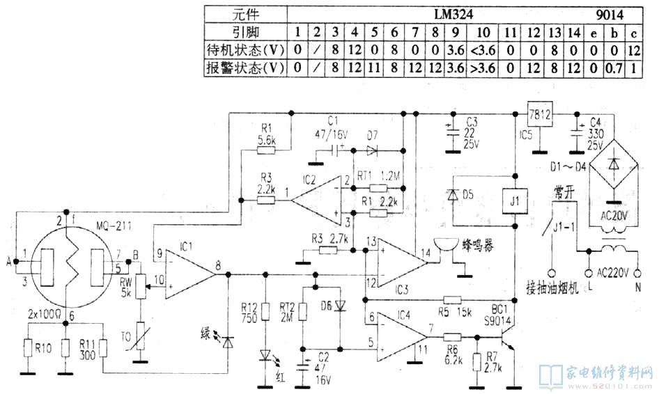 抽油煙機的全自動監管電路