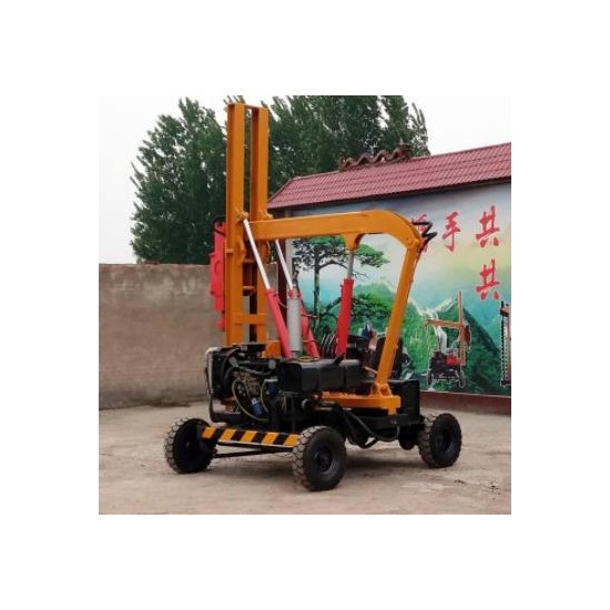 小型裝載式高速公路護欄打樁機 小四輪拔樁一體